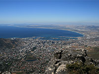 Blick vom Tafelberg auf Kapstadt